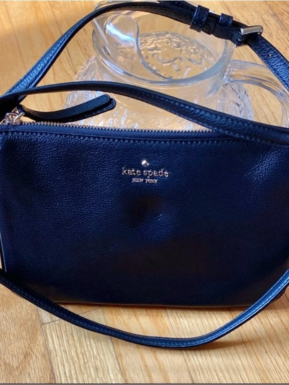 NWOT kate spade Black  Pebbled Leather Crossbody Bag 7”x 10”